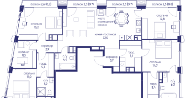 5-к. квартира, 156&nbsp;м²