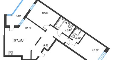 Студия, 61&nbsp;м²