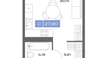 Студия, 27&nbsp;м²