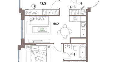 3-к. квартира, 60&nbsp;м²