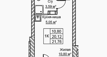 1-к. квартира, 21 м²
