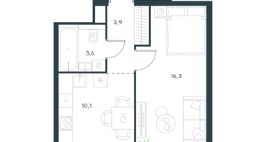 1-к. квартира, 33&nbsp;м²