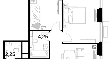 2-к. квартира, 61&nbsp;м²