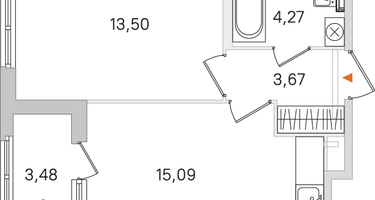 1-к. квартира, 38&nbsp;м²