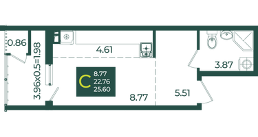 Студия, 25 м²