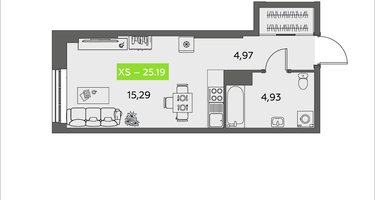 Студия, 25&nbsp;м²