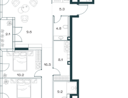 4-к. квартира, 283 м²