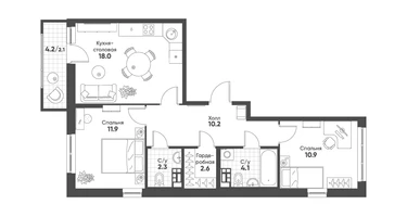 2-к. квартира, 62&nbsp;м²