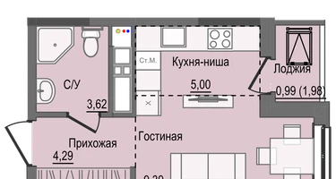 Студия, 23&nbsp;м²