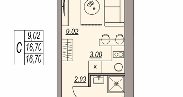 Студия, 16&nbsp;м²