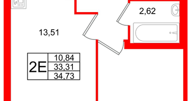 1-к. квартира, 34 м²