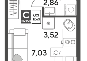 Студия, 17&nbsp;м²