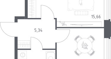 1-к. квартира, 36&nbsp;м²