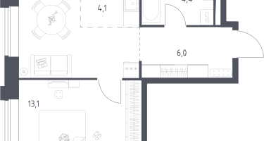 Студия, 39&nbsp;м²