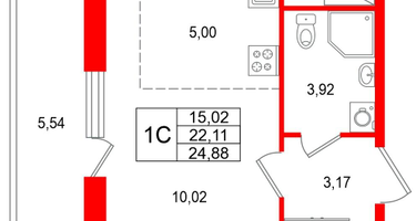 Студия, 22 м²