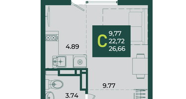 Студия, 26&nbsp;м²