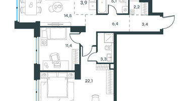 3-к. квартира, 72&nbsp;м²