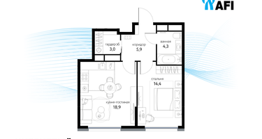 2-к. квартира, 46 м²