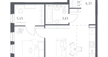 Студия, 46&nbsp;м²