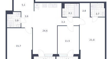3-к. квартира, 101 м²