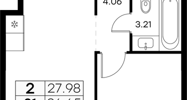 Студия, 36 м²