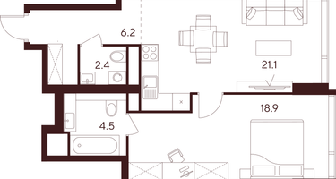 Студия, 53&nbsp;м²