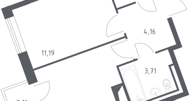 1-к. квартира, 32&nbsp;м²