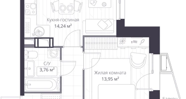 Студия, 39&nbsp;м²