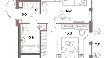 1-к. квартира, 42 м²