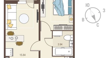 1-к. квартира, 37&nbsp;м²