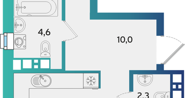 2-к. квартира, 69 м²