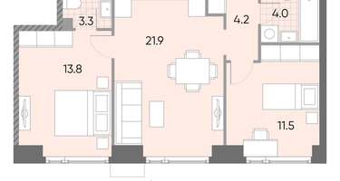 2-к. квартира, 58 м²