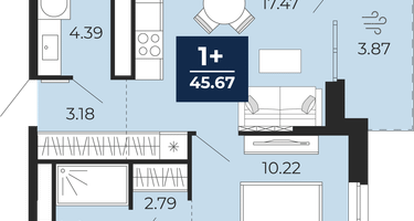 1-к. квартира, 41&nbsp;м²