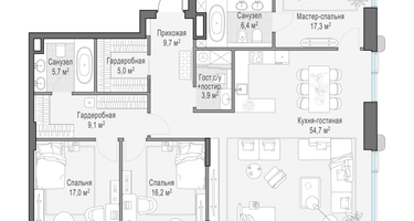 3-к. квартира, 157&nbsp;м²