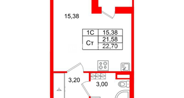 Студия, 21&nbsp;м²