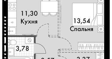 1-к. квартира, 34&nbsp;м²