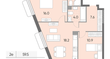 Студия, 59&nbsp;м²