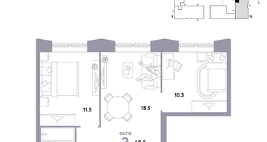 3-к. квартира, 48&nbsp;м²