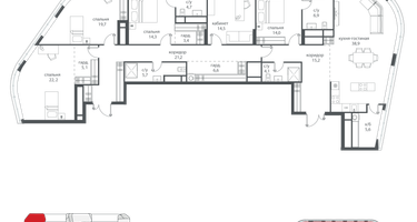 5-к. квартира, 216 м²