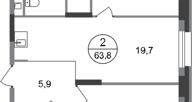 2-к. квартира, 63&nbsp;м²