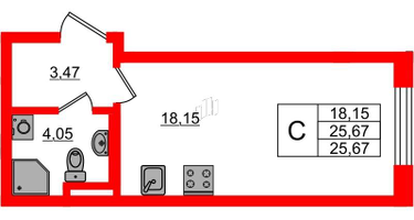 Студия, 25&nbsp;м²