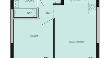 1-к. квартира, 34 м²