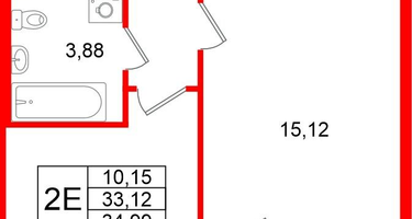 1-к. квартира, 33&nbsp;м²