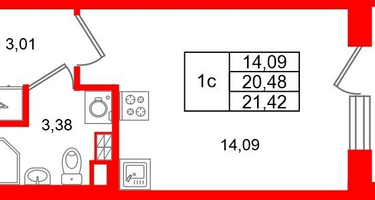 Студия, 20 м²