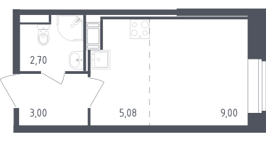 Студия, 19&nbsp;м²