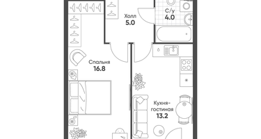 1-к. квартира, 39 м²