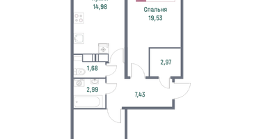 2-к. квартира, 66&nbsp;м²