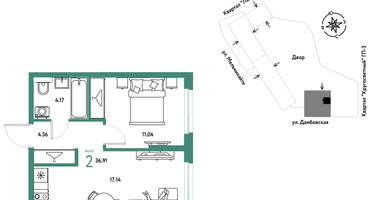 2-к. квартира, 36 м²