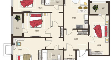 4-к. квартира, 111 м²