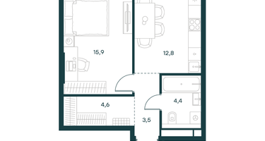 1-к. квартира, 41&nbsp;м²
